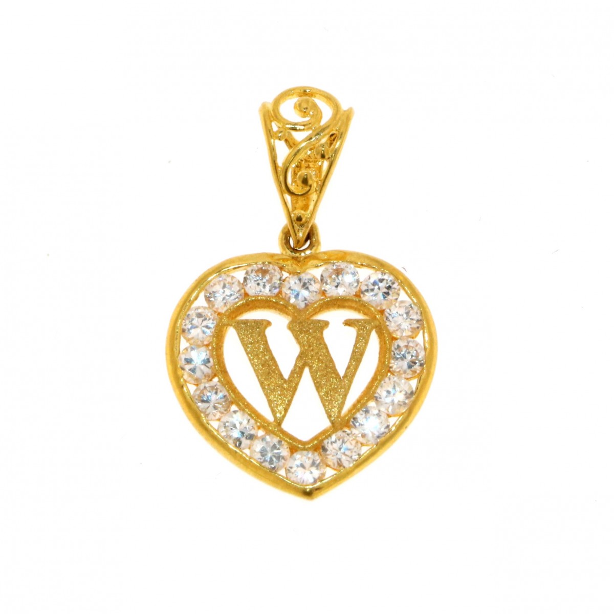 22ct Real Gold Asian/Indian/Pakistani Style 'W' Heart Pendant